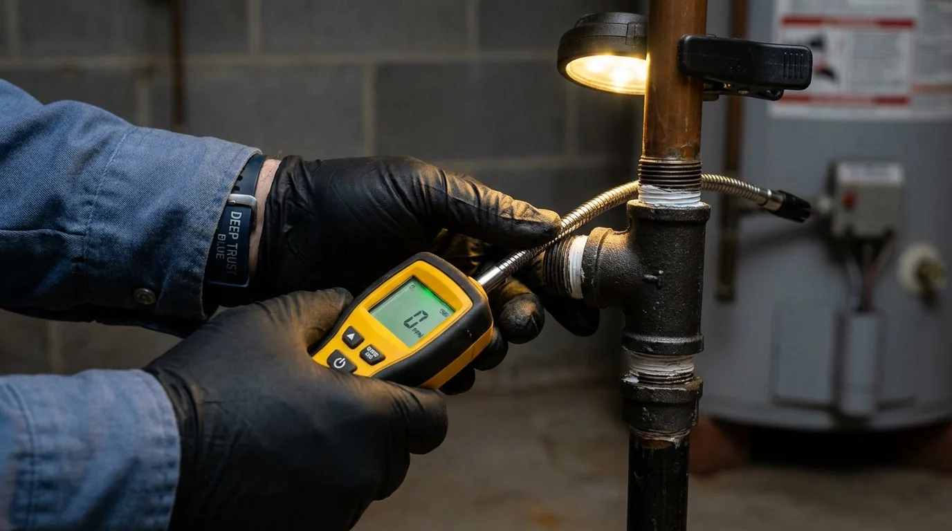 Gas leak detection with electronic sniffer by Johns Plumbing LLC in Hastings